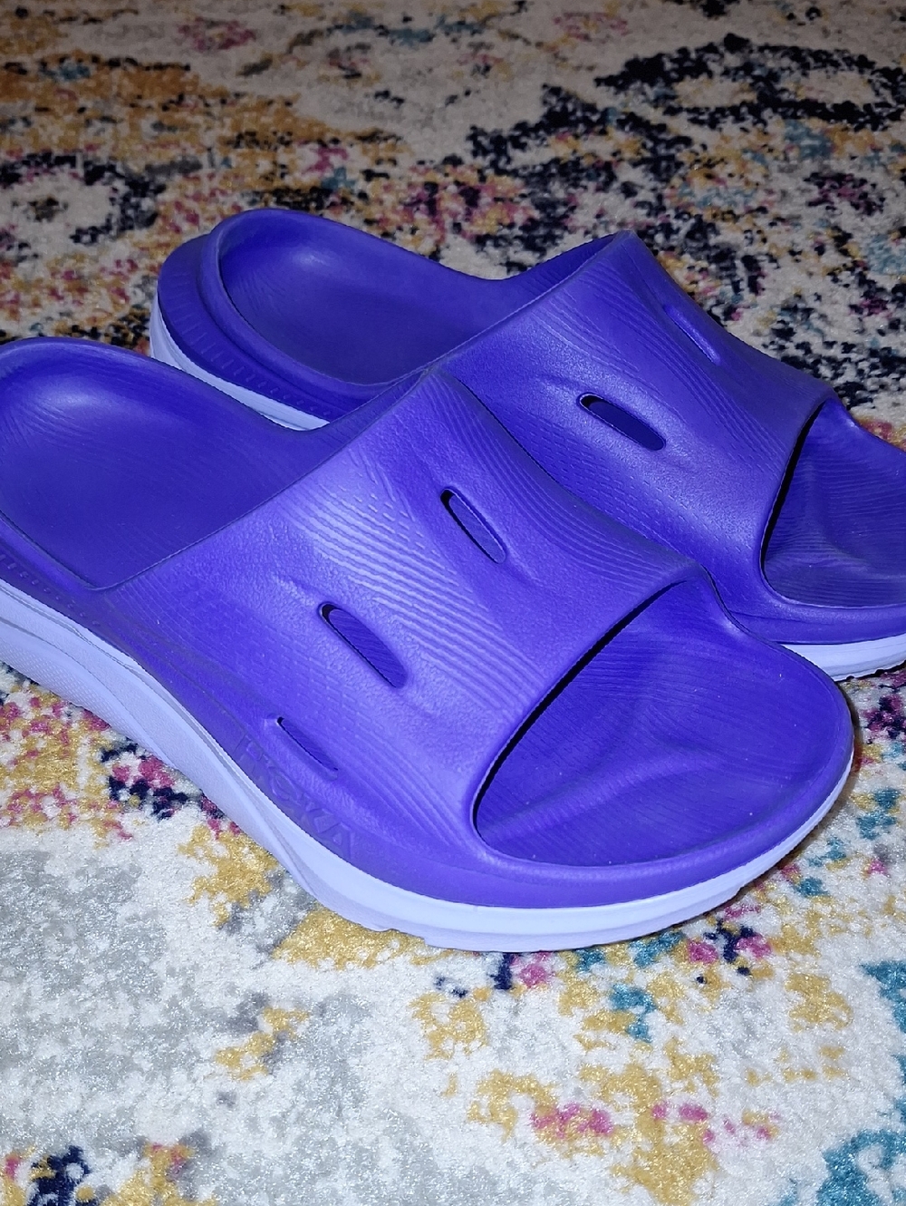 Hoka ORA Slides Size 8 Unique Purpley/ Blue Color.